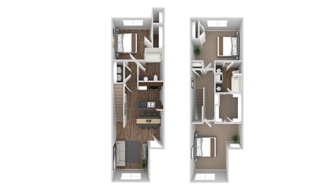 Floor plan for 3 beds, 2 baths, 1151 sqft
